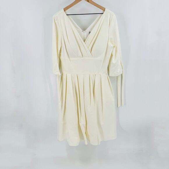 Unique Vintage Plus Size 1950s Ivory Delores Swing Dress with Sleeves - Picture 2 of 12